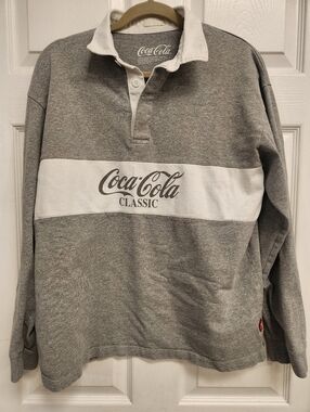 Coca-Cola Classic Grey & White Rugby Pullover